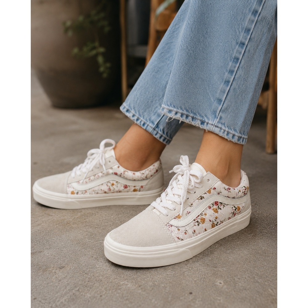 Vans Old Skool Men's 6 Women's 7.5 Floral Print Low Top Casual Sneakers 500714 - Picture 2 of 10